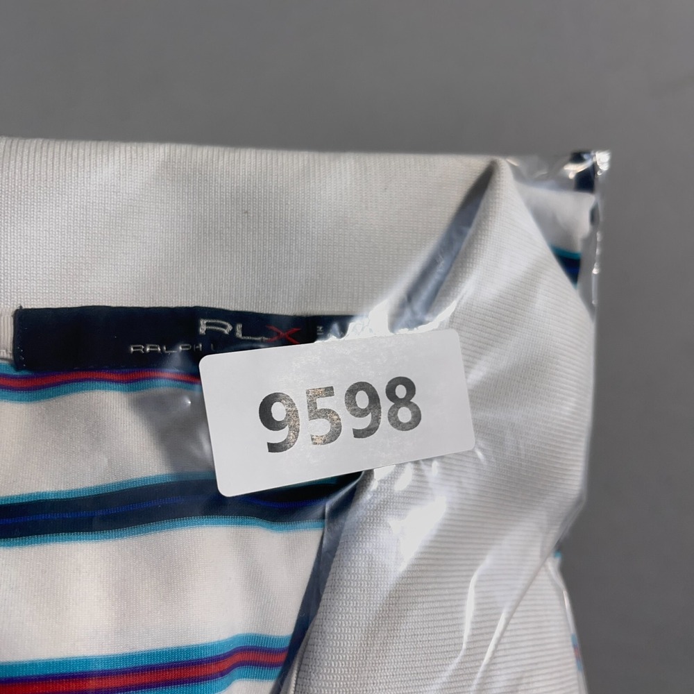 RLX Ralph Lauren Polo Men XL Athletic Fit White Striped Golf Performance Preppy - Picture 10 of 10